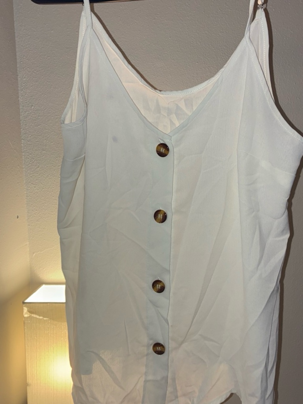 Women's White Button-Front Cami Tank Top